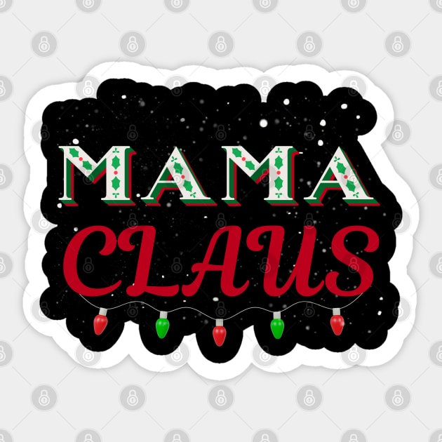Mama Claus Christmas Lights Holly Snow Night Sticker by Creatifly Graphic Tees